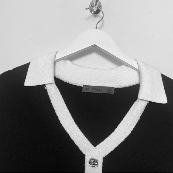 NWOT  Love Scarlett Black & Gold Tone Buttons down front sweater Dress Sz L/G - Picture 3 of 14